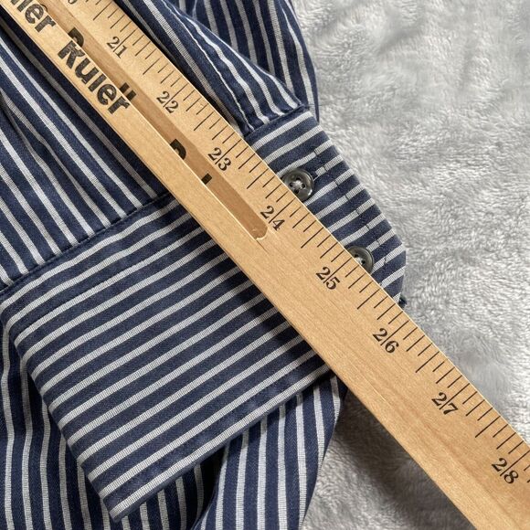 Hugo Boss Dress Shirt Men 16 34/35 Navy Gray Stripe 100% Cotton Enzo Regular Fit - Picture 12 of 16